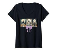 Womens Skeleton Nurse Shirt Skull Crow Halloween Medical Funny V-Neck T-Shirt