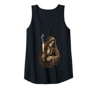 Womens Skeleton Woman Holding a Black cat - Gothic cat mom Tank Top