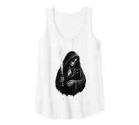 Womens Skeleton Woman Holding a Black cat - Gothic cat mom Tank Top