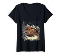 Womens Ski Chalet V-Neck T-Shirt