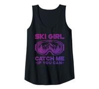 Womens Ski Girl Catch Me If You Can Funny Skiing Woman Skier Girls Tank Top