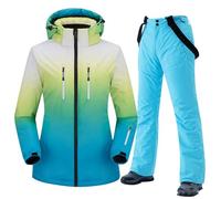 Women's Ski Jackets and Pants Set Windproof Waterproof Insulated Snowsuit Winter Warm Snowboarding Snow Coat 2 Piece Outfits Outdoor Sports Jackets and Softshell Trousers Ski Suit