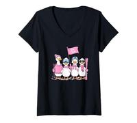 Womens Ski Lover, Silly Goose Ski Club, A Gaggle of Geese Go Skiing V-Neck T-Shirt