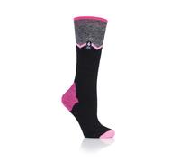 HEAT HOLDERS SOCKSHOP Ladies 1.0 TOG Apres Ski Ultra Lite Ski Socks Pack of 1 Black Zig Zag 4-8