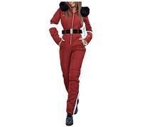 Womens Ski Suit Waterproof Windproof Snowsuit For Women Uk, Winter Warm All In One Ski Suits Outdoor Sports Jackets One Piece Softshell Coat Jacket Outdoor Skiing Snowboarding Coat Jumpsuit