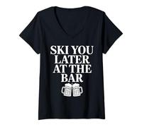 Womens Ski You Later at The Bar Skiing Beer V-Neck T-Shirt
