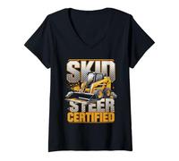 Women's Skid Steer Certified Heavy Equipment Operator V-Neck T-Shirt