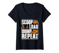 Women's Skid Steer Loader Equipment Operator Scoop Load Dump Repeat V-Neck T-Shirt