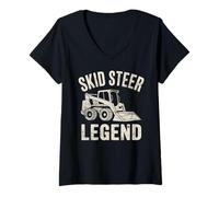 Womens Skid Steer Operator Legend Construction Crew V-Neck T-Shirt