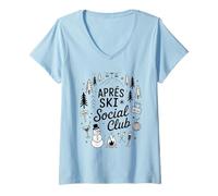 Womens Skiing A pres Ski Social Club Winter Vibes Snow Party V-Neck T-Shirt