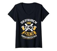Womens Skiing and Beer That's why I'm here Après Ski V-Neck T-Shirt