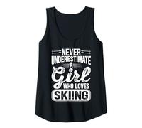 Womens Skiing Girl Never Underestimate Funny Winter Sports Tank Top