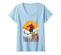 Womens Skiing Humor Ski You Later Skiing V-Neck T-Shirt