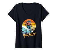 Womens Skiing Humor Ski You Later Skiing V-Neck T-Shirt