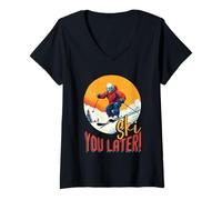 Womens Skiing Humor Ski You Later Skiing V-Neck T-Shirt