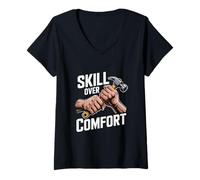 Women's Skill Over Comfort Construction Work Hammer V-Neck T-Shirt