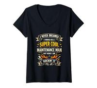 Women's Skilled Worker Cool Maintenance Man Classic Job Title V-Neck T-Shirt