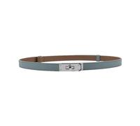 Women's Skinny Leather Belt with Adjustable Silver Turn-Lock Buckle - Ideal for Dresses, Jeans, and Coats, Black, Light Blue / Silver, Standard