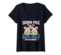 Womens Skinny Pigs Make Me Happy People Not So Much V-Neck T-Shirt