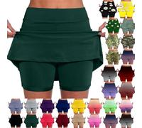 Women's Skirts, 2 in 1 Running Shorts with Pockets High Waisted Tennis Skorts Stretchy Skirts Athletic Pleated Quick Dry Tummy Control Golf Dress Athletic Running Yoga Plus Size Legging Shorts