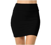 Womens Skirts Basic Stretchy Work Office Bodycon Tube Pencil Mini Skirt Mid Thigh Length Short Summer Fashion Clothes Black