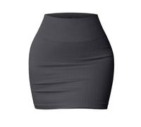 Women's Skirts Basic Versatile Stretchy Ribbed Casual PARTY1 Pencil Ladies Skirt Autumn Winter Pencil Bodycon Mini Skirt Stretchy Summer Plus Sizes High Waisted Skirts for Women Short Black (Grey, S)
