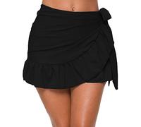 Women's Skirts Beach Cover Up Sarongs for Women Beachwear Solid Summer Mini Summer Side Tie Wrap Skirt Apron Style Swim Skirt Swimsuit Black