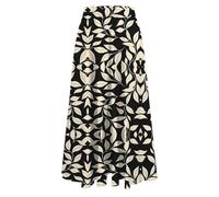 Women's Skirts Elasticated Waist Floral Print Maxi Skirts Plain Lightweight Summer Ladies Summer Beach Swing Long A Line Skirt for Holiday Vacation
