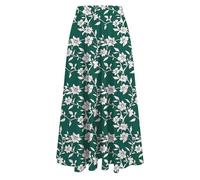 Women's Skirts Elasticated Waist Floral Print Maxi Skirts Plain Lightweight Summer Ladies Summer Beach Swing Long A Line Skirt for Holiday Vacation