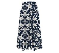 Women's Skirts Elasticated Waist Floral Print Maxi Skirts Plain Lightweight Summer Ladies Summer Beach Swing Long A Line Skirt for Holiday Vacation