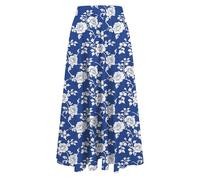 Women's Skirts Elasticated Waist Floral Print Maxi Skirts Plain Lightweight Summer Ladies Summer Beach Swing Long A Line Skirt for Holiday Vacation