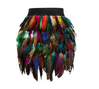 Women's Skirts Natural Feather Short Skirts Elastic Waisted Dance Costume Flowy Skirt Feathered Tutu Skirt Lower Half Women's Turkey Feather Short Half Sexy