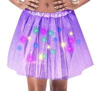 Women's Skirts Shimmering Sequin Tutu with LED Lighting and Star Net for Sparkling Party Wear for Adults, PP1, One Size