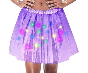 Women's Skirts Shimmering Sequin Tutu with LED Lighting and Star Net for Sparkling Party Wear for Adults, PP1, One Size