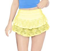 Women's Skirts,Skirt Halloween,Womens Lace Mini Skirt Y2k Low Rise Layered Pleated Ruffle Half Slip Skirts Flowy Frilly A Line Short Underskirts Fairy Tiered Dancing Party Dress Streetwear,2-Yellow S