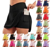 Women's Skirts Tennis Skort with Pocket 2 in 1 High Waisted Running Shorts Skirt with Shorts Underneath Plus Size Casual Summer Stretchy Cycling Bike Golf Yoga Sports Quick Dry Short Pants