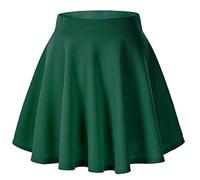 Women's Skirts Trendy High Waist Plain Pleated School Skirt Basic Versatile Stretchy Flared Casual Mini Skater Skirt with Built in Shorts Tennis Skirt for Ladies Girl Teens Green
