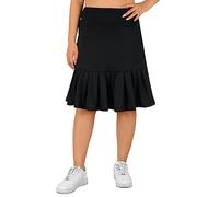 Womens Skorts Modest Knee Length Skirts Athletic Midi Active Running Skirt, Black-haven't Underneath, S