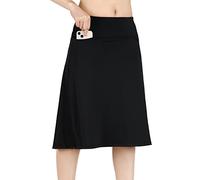Womens Skorts Modest Knee Length Skirts Athletic Midi Active Running Skirt, Black, M