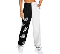 Womens Skull Print Sweatpants Wide Leg Jogging Bottoms for Women Fashion Casual Retro Sports Pants Tracksuit Elastic Waist Loose Sportswear Gothic Longewear, Z01-black, S