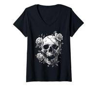 Womens Skull V-Neck T-Shirt