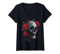 Womens Skull V-Neck T-Shirt