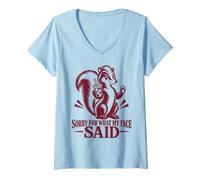 Women's Skunk Coffee Sorry for What My Face Said Sarcastic Humor V-Neck T-Shirt
