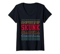 Womens Skunk Layered Text Costume Animal Lover V-Neck T-Shirt