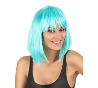 Women's sky blue mid-length bob wig