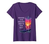 Womens Sky Cowboy Boot Desert Dreamers Boho Cowgirls Wanderers V-Neck T-Shirt