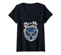 Womens Sky is My Territory Hawk Eagle Dominance V-Neck T-Shirt