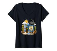 Women's Sky Log Club Watcher Table Garden Rain Clouds V-Neck T-Shirt