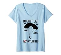 Womens Skydiving Bucket List Vintage Sky Diving Diver Skydiver V-Neck T-Shirt