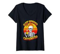 Women's Sleep Deprived But Caffeinated Coffee Lover V-Neck T-Shirt